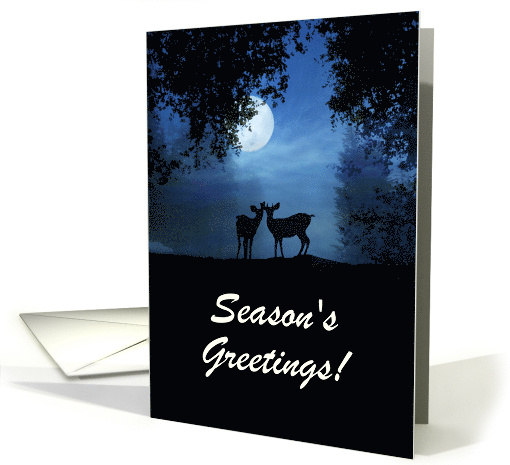2 Deer Moonlight Season's Greetings Customizable card (1309920)