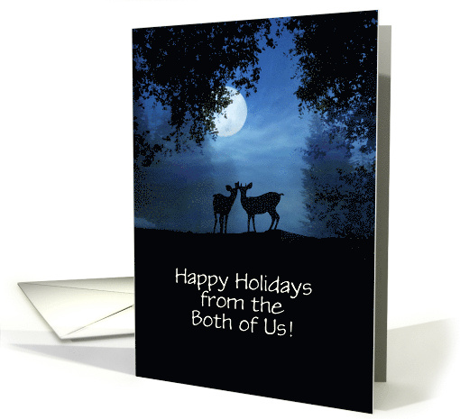 2 Deer Moonlight Holiday From Couple Customizable card (1309926)