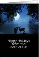 2 Deer Moonlight Holiday From Couple Customizable card
