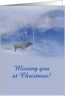 Merry Christmas Missing you Elk In Snow Xmas Holiday Card Customize card