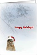 Chipmunk in the snow Santa Hat Happy Holidays Customize card