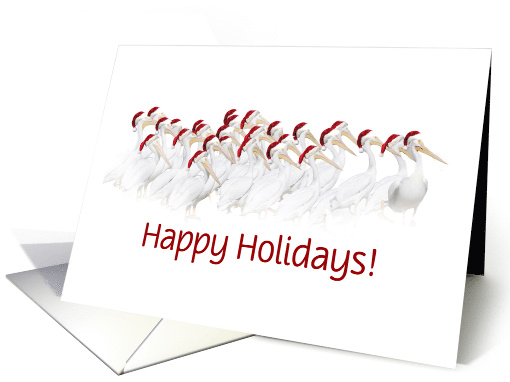 Happy Holidays Pelicans with Santa Hats Customize card (1311408)