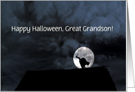 Happy Halloween Black Cat and Full Moon great grandsonCustomize card