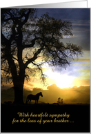 Loss of brother Horse and Oak Tree in the Sunset Sympathy Card