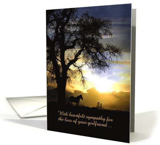 Loss of girlfriend Horse & Oak Tree Sunset Sympathy Card... (1311834)