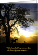 Loss of partner Horse & Oak Tree Sunset Sympathy Card Customize card