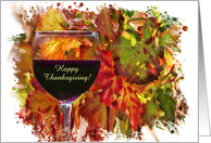 Wine Thanksgiving with Fall Autumn Colored Vineyard Custom Text card