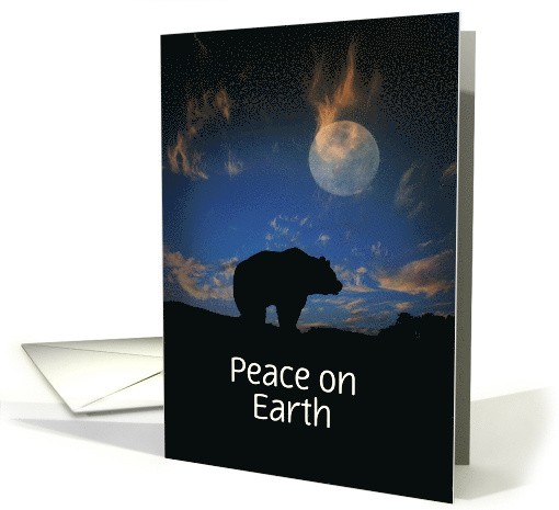 Peace on Earth Bear and Moon Xmas Customize card (1312280)
