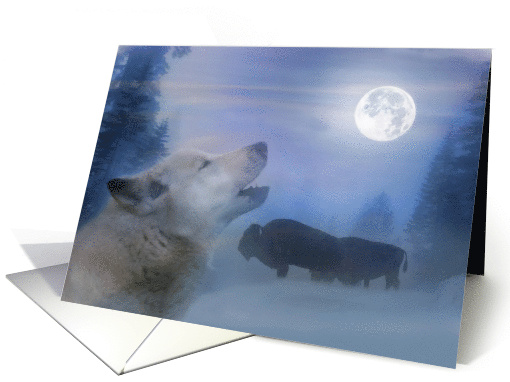 Spirit of Peace Wolf and Buffalo Christmas Holiday card (1312284)