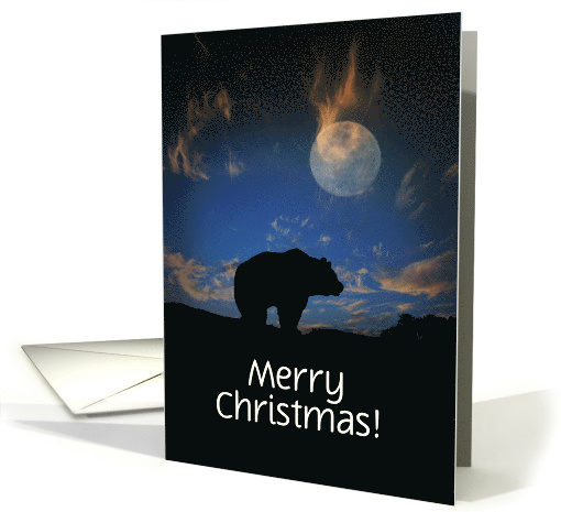 Merry Christmas Bear and Moon Customizable card (1313082)