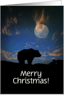 Merry Christmas Bear and Moon Customizable card