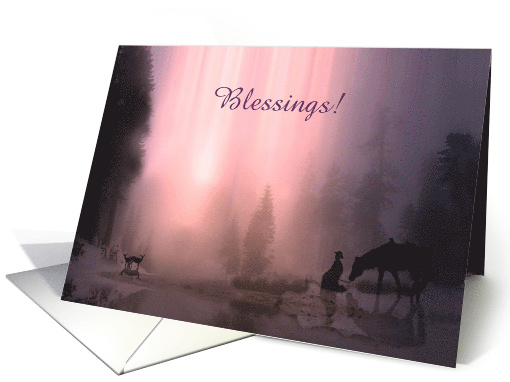 Merry Christmas Blessings Cowboy and Deer Customizable card (1313106)