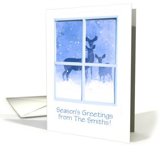 Deer Family Season's Greetings Customizable with Your Family Name card