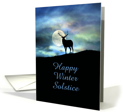 Happy Winter Solstice Elk and Moon Customize card (1313776)