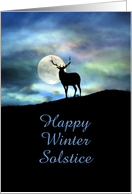 Happy Winter Solstice Elk and Moon Customize card
