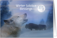 Winter Solstice Blessings Wolf Moon and Buffalo Customize card