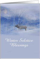 Winter Solstice Blessings Elk, Moon and Snow Customize card