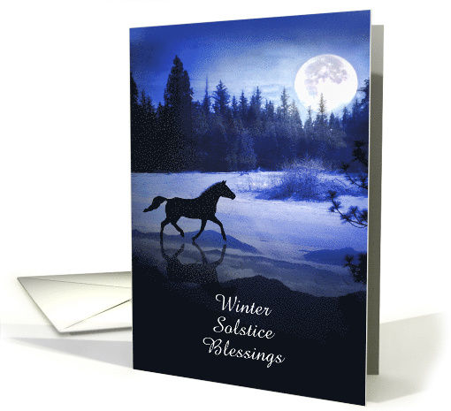 Winter Solstice Snow and Troting Horse Customizable card (1313910)