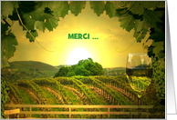 Thank you in French Merci, merci beaucoup, Wine county card Customize card