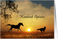 Kindred Spirits Dog and Horse in Sunrise Customize Card