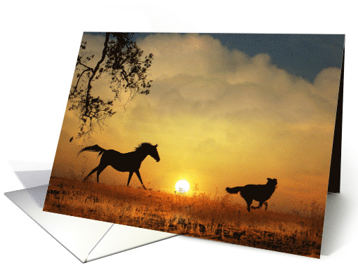 Horse and Dog in the Sunrise Friendship card (1323036)