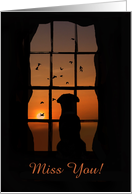 Missing you Dog in Window Customize card