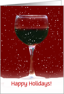 Happy Holidays Red Wine In Snow Customize card