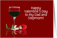 Red Wine & Rose Customizable Valentine’s Day Card for Dad & Step Mom card