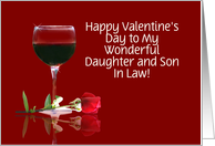 Red Wine & Rose Customizable Valentine’s Day for Daughter & Son In Law card