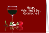 Red Wine & Rose Customizable Valentine’s Day for Godmother card