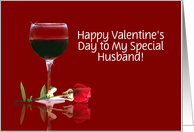 Red Wine & Rose Customizable Valentine’s Day for Husband card