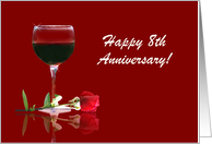 Red Wine & Rose Customizable Happy 8th Anniversary card