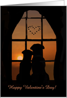 Two Dogs in the Sunset Happy Valentine’s Day Card Customizable card