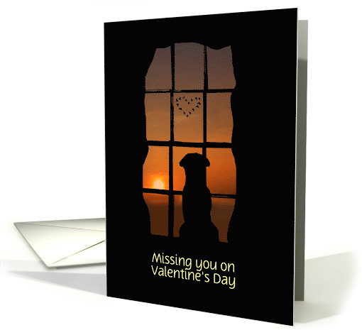 Missing you Dog in the Sunset Happy Valentine's Day Card... (1347988)