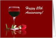 Red Wine & Rose Customizable Happy 28th Anniversary card