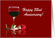 Red Wine & Rose Customizable Happy 32nd Anniversary card