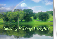 Feel Better Moon and Rainbow Healing Thoughts card