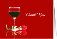 Thank You Red Wine and Red Rose, Much Appreciated card
