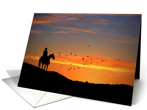 Happy Father's Day Cowboy in Sunset on Horse card (1367706)