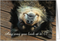 51 Birthday Looking Great Cute Upside Down Dog Customizeable card
