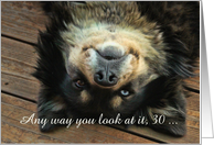 30th Birthday Looking Great Cute Upside Down Dog Customizeable card