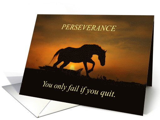 Encouragement Strong Horse in Sunset Persevere Keep Going card