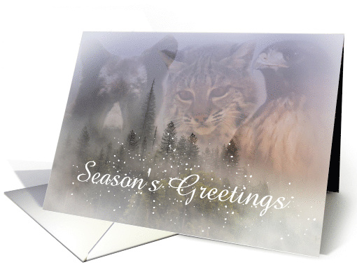 Season's Greetings Bear, Bobcat and Hawk Christmas Customizeable card