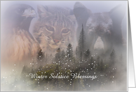 Winter Solstice Bear, Bobcat and Hawk Customizeable card