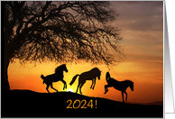 Happy New Year Horse’s Jumping for Joy Customizable Year card