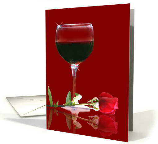 Thank You Red Rose and Wine card (1385782)