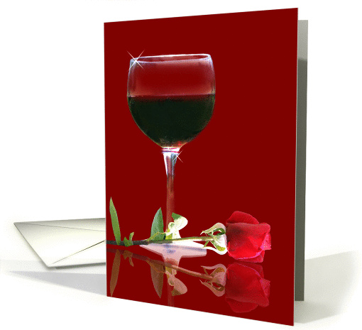 Happy Anniversary I Love You Red Rose and Wine card (1385790)