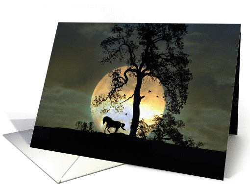 Whimsical Horse and Moon Hello card (1385922)