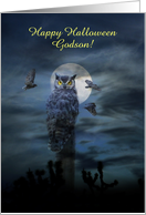 Halloween Godson Owl in the Moonlight Customizable card