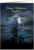 Halloween Nephew Owl in the Moonlight Customizable card